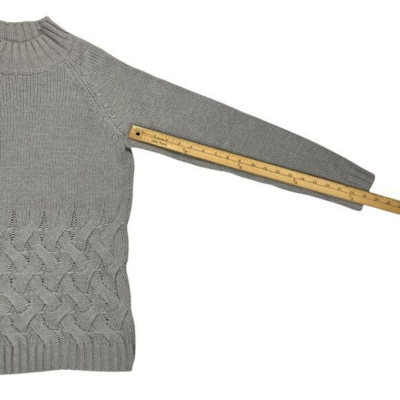 Simply Vera Vera Wang Fisherman Sweater Women S Gray Chunky Cable Knit Mockneck - Picture 14 of 16
